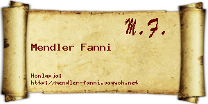 Mendler Fanni névjegykártya